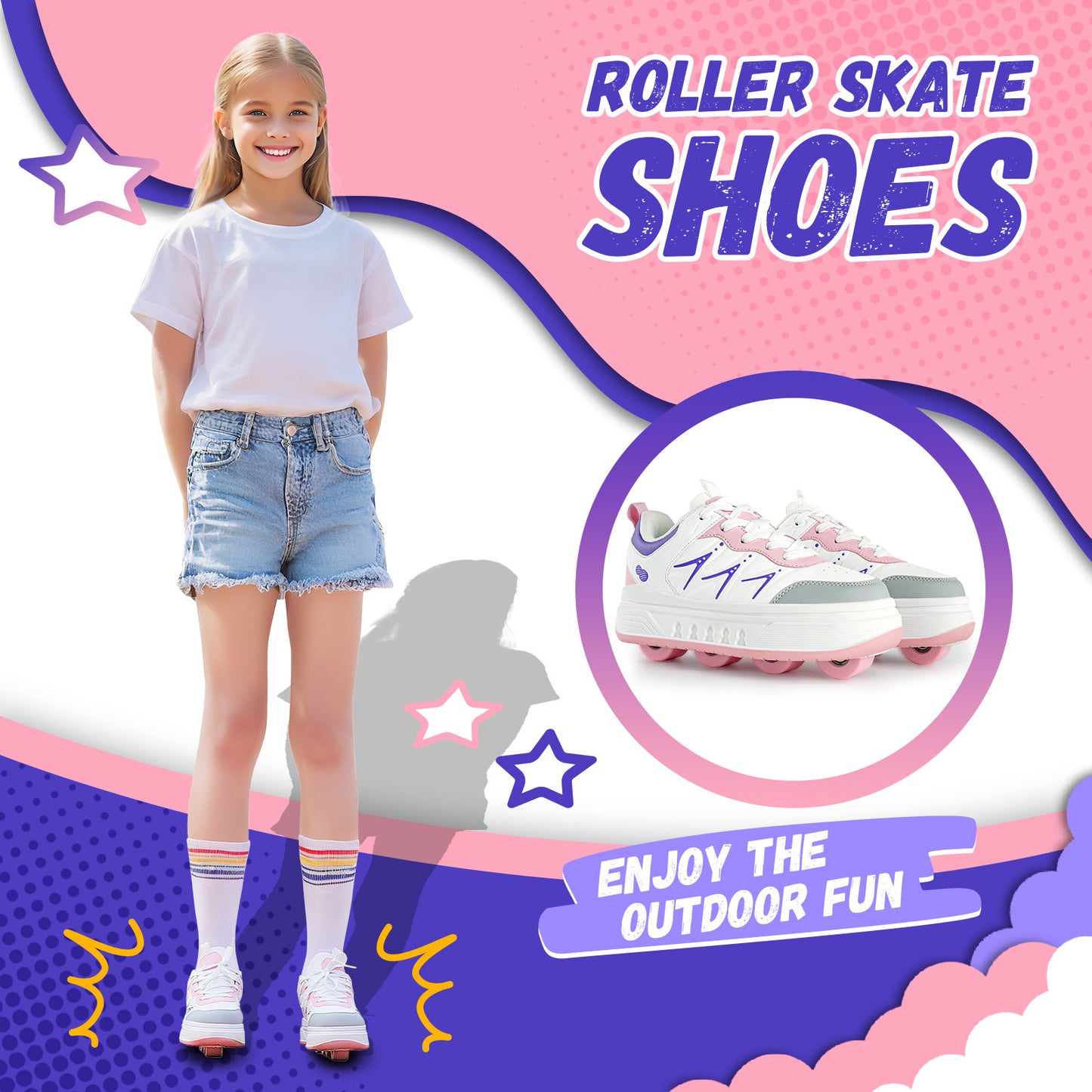 Unisex Roller Sneakers with Retractable Wheels – Multiple Colors Available